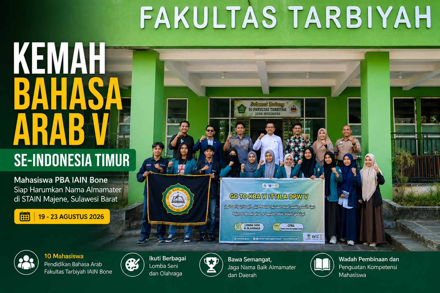 Keterangan Gambar : Pelepasan Kemah Bahasa Arab V Se-Indonesia Timur, Mahasiswa PBA IAIN Bone Siap Harumkan Nama Almamater
